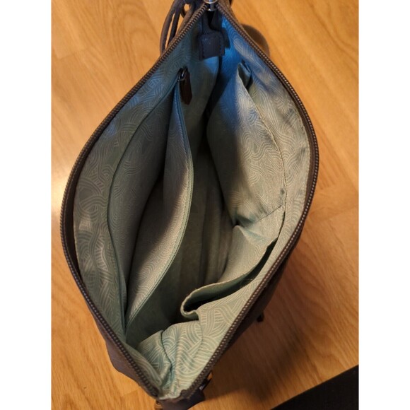 The Sak Reseda Shoulder Bag Purse Slate Gray Leather Zippers - Picture 5 of 8